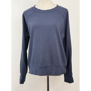 Evereve Navy Rainbow Pullover Sweatshirt Size Medium Cotton